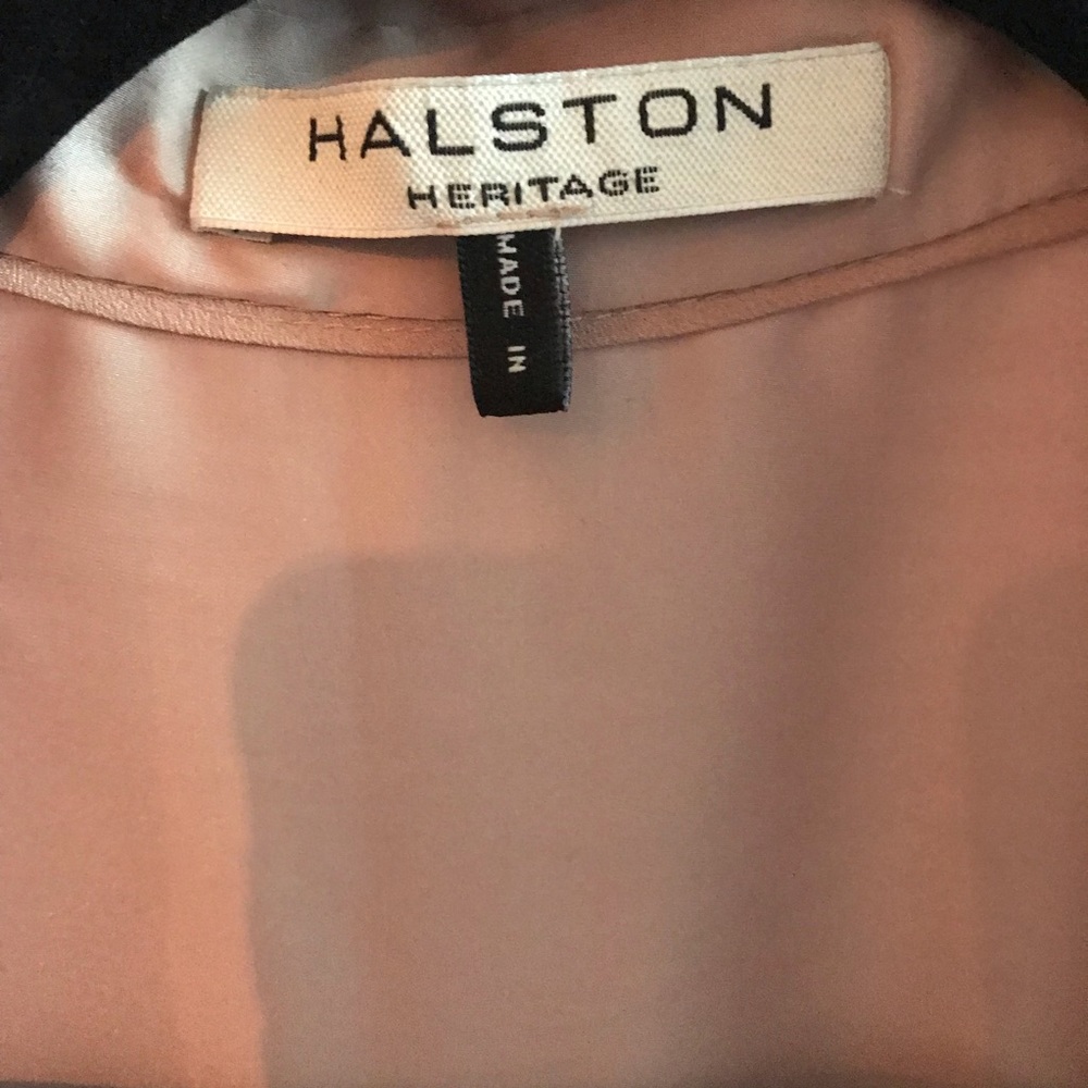 Halston Mauve/Nude satin button down shirt - Picture 2 of 7